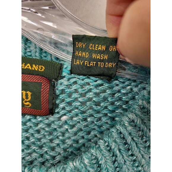 TILBURG WOMENS SWEATER GREEN LARGE PULLOVER CABLE KNIT Nordic, Winter - Picture 4 of 9